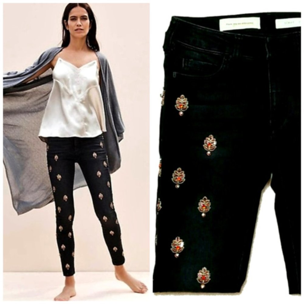 ANTHROPOLOGIE: PILCRO SCRIPT High-Rise Embellished